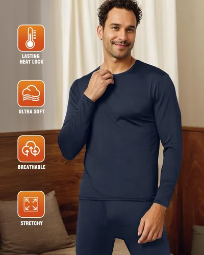 Miniatura 3 de CL convallaria Long Johns - Ropa interior térmica para hombre, forro polar suave, capa base para clima frío, conjunto de regalo