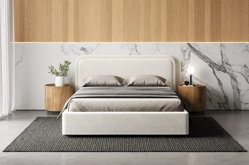 Miniatura 10 de Chloe - Cama de plataforma tapizada No requiere somier (borde negro, marco de cama queen)