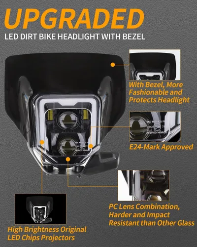 Miniatura 2 de RAMJET4X4 LED Faro de Moto de Tierra Motocross con Marco Compatible con 2017-2024 Husqvarna FE 250 350 450 501 701, TE150 250i 300i, FC250 350 450
