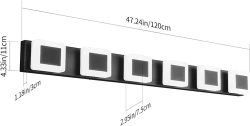 Miniatura 6 de 6 luces LED de baño sobre espejo negro acrílico moderno luces de tocador regulables luz de pared baño tocador accesorios