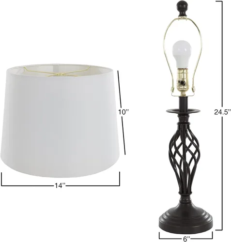 Miniatura 4 de Lámparas de mesa y lámpara de pie, Conjunto de 3, acero cepillado tradicional (3 bombillas LED incluidas) por Lavish Home, 72-LMP3007