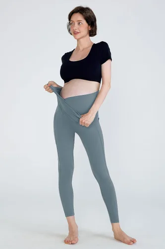Miniatura 4 de POSHDIVAH Leggings de maternidad para mujer, sobre el vientre, V, cintura alta, pantalones de yoga para embarazo, ropa de entrenamiento activo