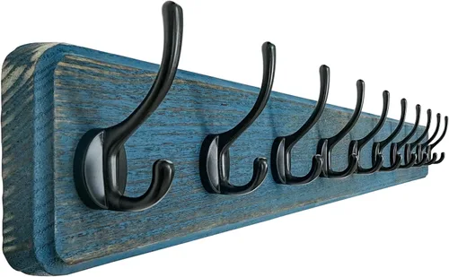 Miniatura 23 de Dseap Perchero de Pared: Moderno, Patentado, Resistente, 17.4" de Largo, Riel Colgador de Madera con 5 Ganchos Dobles para Abrigos de Invierno, Negro