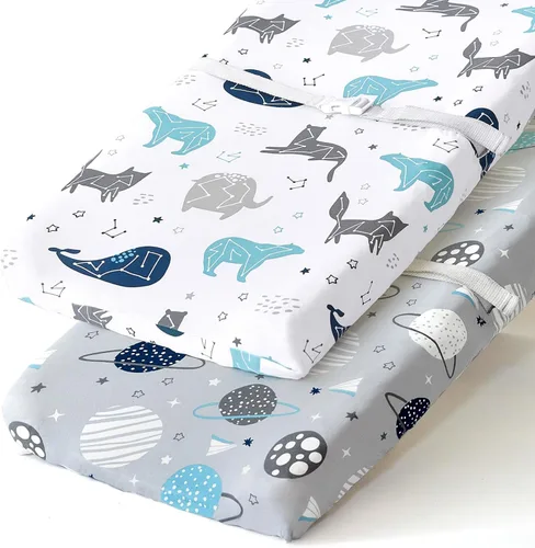 Miniatura 31 de Pack n Play Sheets, BROLEX 2 Pack Mini Crib Sheets,Stretchy Portable Fitted Playard Sheet Set, Convertible Playard Mattress Cover,Ultra Soft