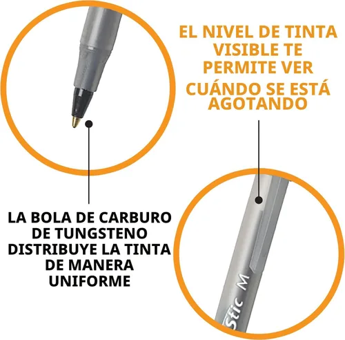 Miniatura 5 de BIC Round Stic Xtra Life - Bolígrafos negros de punta media (1.0mm), paquete de 36 unidades de bolígrafos de granel, barril redondo y flexible