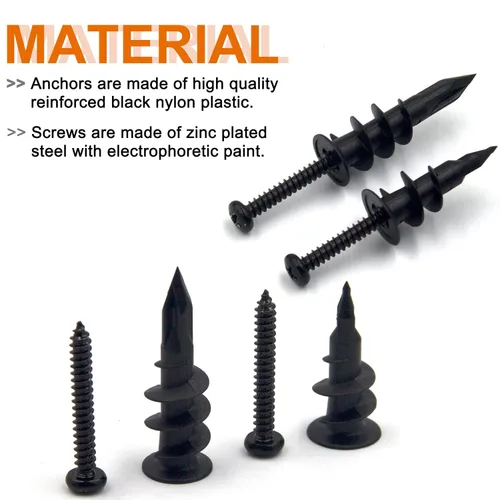 Miniatura 3 de ISPINNER 20 anclajes de plástico autoperforantes para paneles de yeso con tornillos, anclajes de lámina autorroscantes para colgar y montar de 50 a