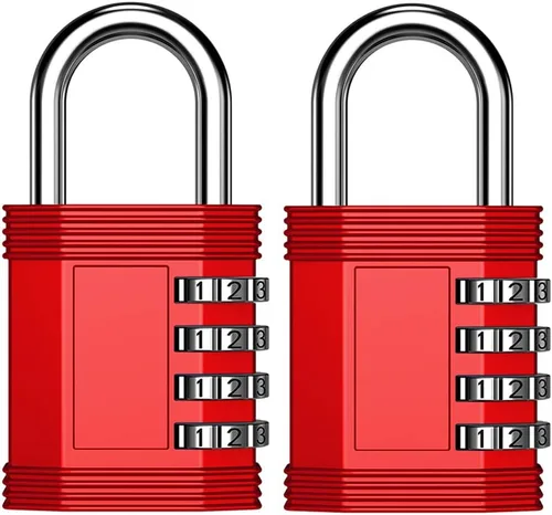 Miniatura 13 de ZHEGE Candado de combinación reiniciable sin llave para gimnasio, valla, puerta, almacenamiento, habitación (rojo)