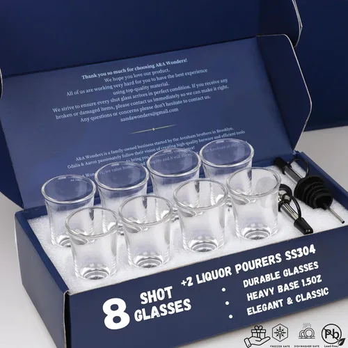 Miniatura 2 de A&A Wonders Juego de 8 vasos de chupito de 1.5 onzas con base pesada, juego de vasos de chupito con peso, para vasos de chupito de tequila de vodka