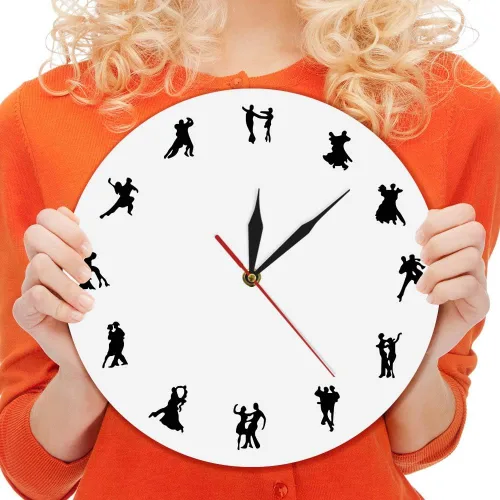Miniatura 5 de The Geeky Days Reloj de pared para bailar y bailar en silencio, sin tictac, para parejas, regalo para amantes de la danza, bailarines sociales