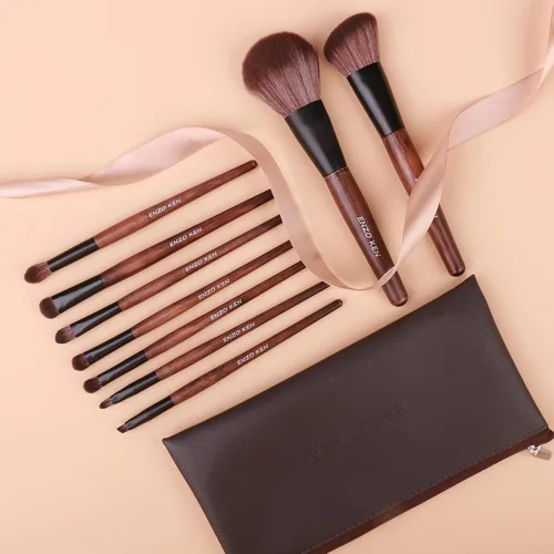 Miniatura 6 de Juego de brochas de maquillaje de bambú profesional, juego de brochas de maquillaje Sable con estuche de Luxury ENZO KEN, juego de brochas