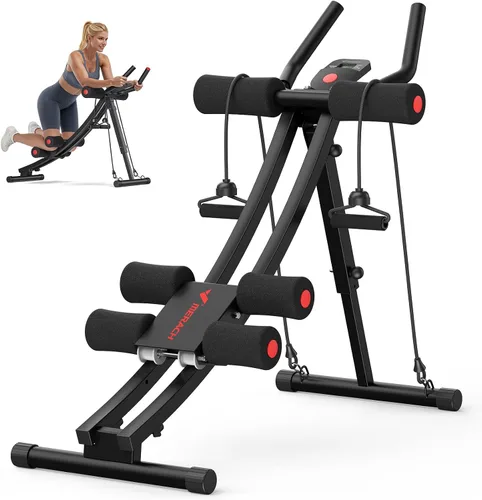 MERACH Ab Machine, Adjustable Dual Track Ab Trainer Machine, Ab Workout Equipment for Home Gym, Ergonomic Arc Track for Better Abs, Foldable Workout