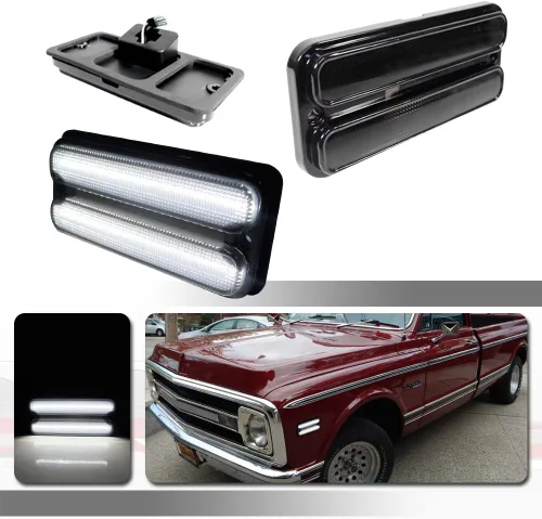 Miniatura 13 de Compatible con 1968 1969 1970 1971 1972 Chevy GMC Pickup Trucks Luces de Marcador Lateral del Parachoques Delantero/Trasero Completas Lámparas LED