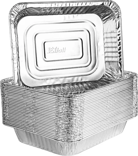 PLASTICPRO Bandejas desechables de papel de aluminio de 9 x 13, tamaño medio profundo, para mesa de vapor y hornear - Utensilios de cocina perfectos