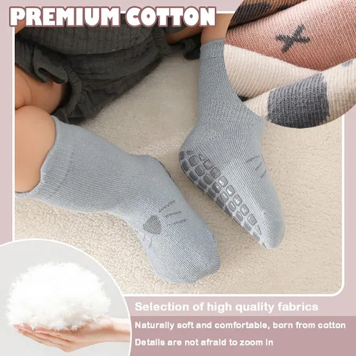 Miniatura 3 de Calcetines de algodón antideslizantes para bebés y niñas, 8 pares