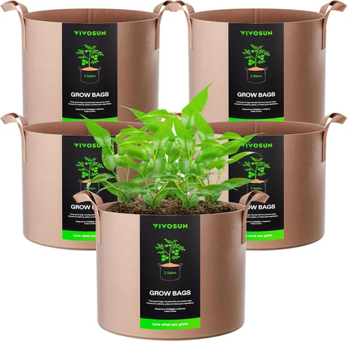 Miniatura 24 de VIVOSUN - Paquete de 5, 1 galón, bolsas para cultivar de tela no tejida gruesa resistente con asas Negro