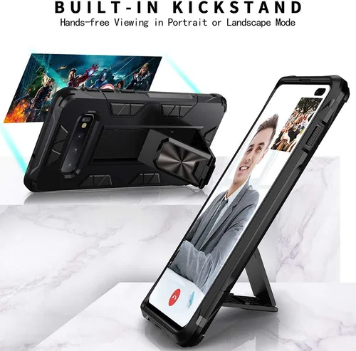Miniatura 3 de Dionsibei Funda para Samsung Galaxy S10 Plus de grado militar con función atril incorporada, funda protectora resistente a prueba de golpes