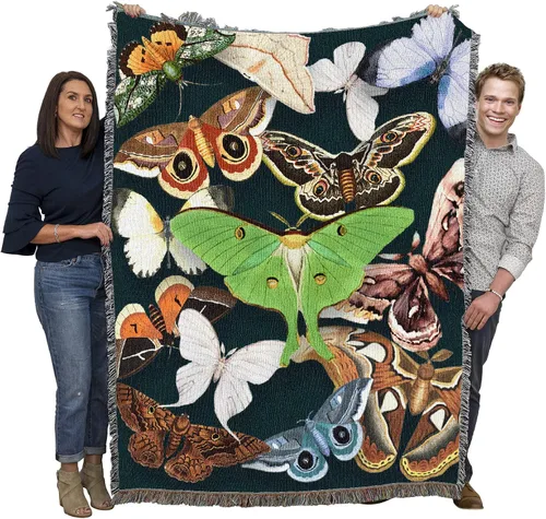 Pure Country Weavers Manta de polillas esmeralda – Tapiz de regalo tejido de algodón – Fabricado en los Estados Unidos (72 x 54 pulgadas)
