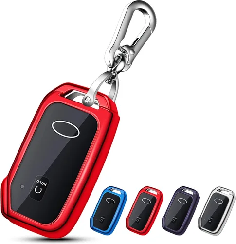 Miniatura 9 de QBUC Funda para llavero KIA, funda para llavero con llavero para Kia Ceed Cerato Forte, etc. (1 botón o no solo en la superficie frontal) (azul)