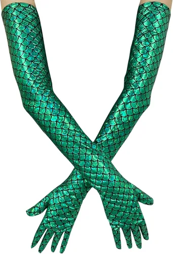 Miniatura 8 de color cosplayer Mermaid Gloves Fish Scales Arm Sleeves Sequin Gloves Fish Scale Fingerless Gloves with Fins