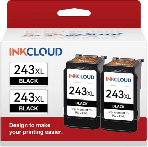 INKCLOUD - Cartuchos de tinta compatibles de repuesto para Canon Ink 243 243XL PG243 PG-243 XL para impresoras Canon Pixma TR4520 MG2522 TS3322