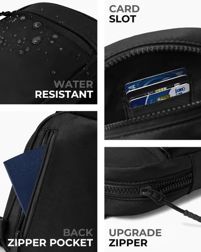 Miniatura 4 de CHOLISS Bolso bandolera pequeño para mujeres y hombres, bolsos cruzados, cangureras de moda con correa extendida, A01 Negro (Nylon), Bolso bandolera