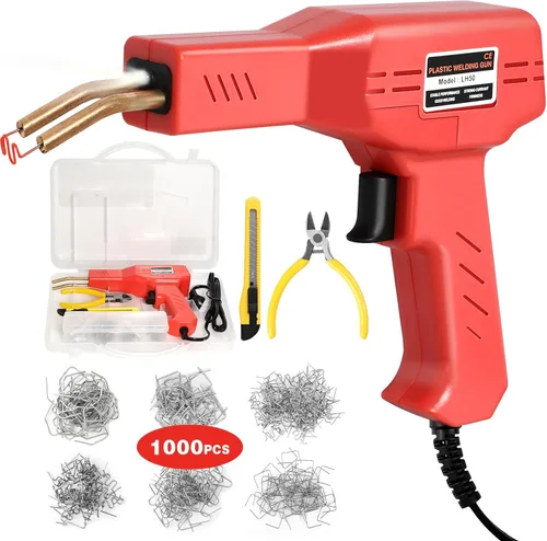ATOLS Soldador de plástico, 1000 grapas, Kit de soldadura de plástico, Kit de grapadora en caliente, Kit de pistola de soldadura de plástico, Kit de