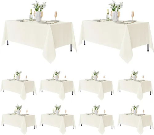 Miniatura 72 de Fitable - Paquete de 6 manteles redondos blancos - 120 pulgadas de diámetro - Manteles resistentes a las manchas y lavables, manteles de poliéster