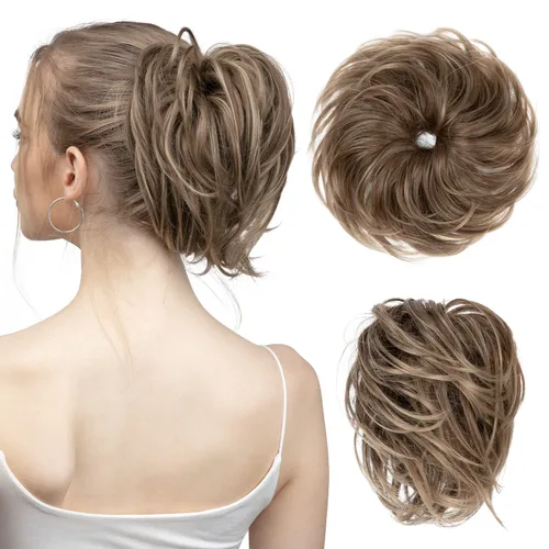Miniatura 44 de SARLA 2 piezas de cabello desordenado color burdeos, onduladas, rizadas, sintéticas, coleteros falsos, extensiones de cola de caballo para mujeres