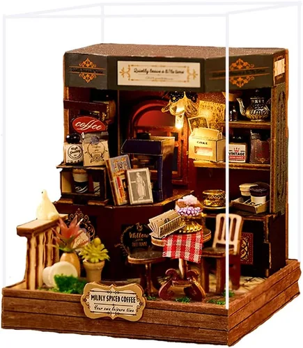 Kit de rincón de libros, kit de casa en miniatura con LED, rompecabezas de madera 3D para adultos, kit de construcción de casa de muñecas, kit de
