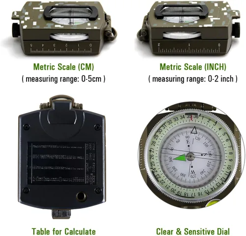 Miniatura 2 de Eyeskey Brújula Militar de Supervivencia Táctica Multifuncional con Cordón y Bolsa Impermeable y Resistente a los Impactos Brújula