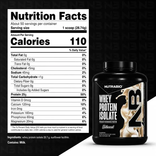 Miniatura 8 de NutraBio 100% Proteína de suero aislado en polvo, 25g de proteína con perfil completo de aminoácidos, sin transgénicos, libre de soja y gluten, baja