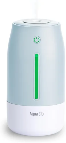 Aqua Glo Humidificador personal - Niebla fría ultrasónica, batería recargable para 15 horas de uso, tanque de agua de 2 tazas, funcionamiento