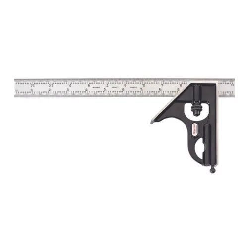Miniatura 12 de Starrett Escuadra de combinación de acero con cabeza cuadrada - Longitud de hoja de 300 mm, cabezas de hierro fundido, pestillo reversible, punta