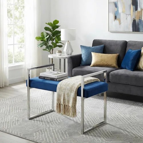 Miniatura 8 de Cortesi Home Anna Bench Ottoman, 24 pulgadas, azul