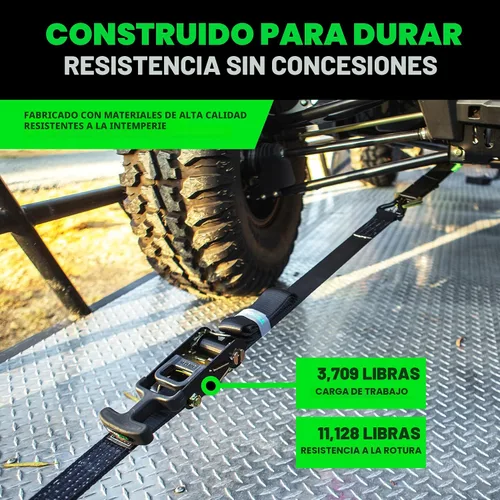 Miniatura 2 de Rhino USA Correas de amarre de automóvil para remolques con ganchos en J (paquete de 4) – 2" x 8' (10,000 lb de resistencia a la rotura) – Correas