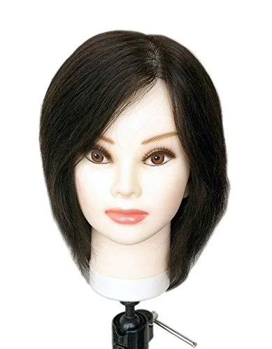 Andrea - 10-12 pulgadas negro 100% cabello humano cosmetología maniquí maniquí cabeza de entrenamiento por Charlene®