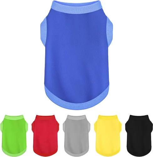 Miniatura 13 de Paiaite 6 piezas de camisa lisa para perro, camisas sin mangas de algodón para cachorros, ropa transpirable para mascotas, camiseta sin mangas