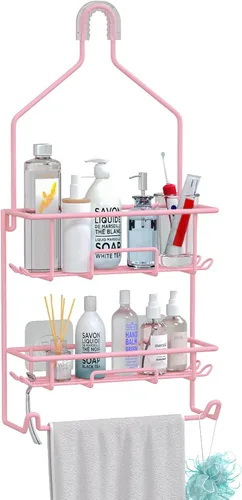 TreeLen Organizador de ducha rosa, estantes de ducha grandes para ducha interior, organizador de baño rosa, regalo para novia B-rosa