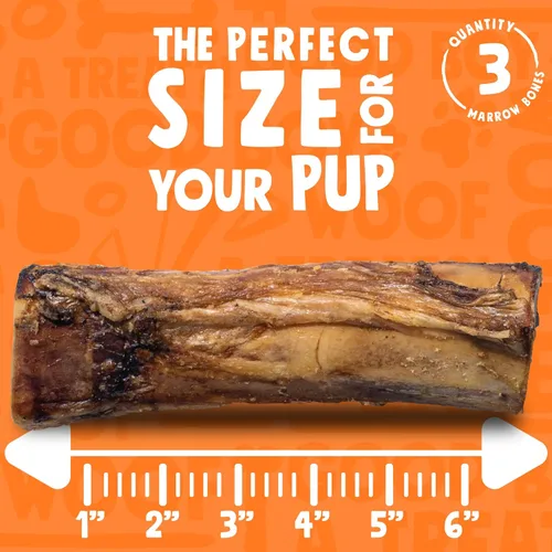 Miniatura 6 de Huesos de médula para perros (paquete de 3), huesos de perro de larga duración para perros grandes, hueso de médula de 6 pulgadas, hueso de carne