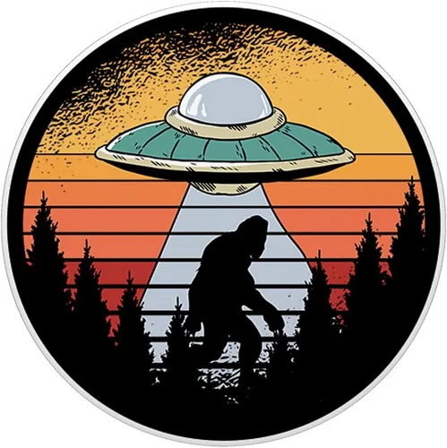 Miniatura 3 de UFO secuestro Yeti Sasquatch Alien Conspiracy Retro Bigfoot PopSockets PopGrip: agarre intercambiable para teléfonos y tabletas
