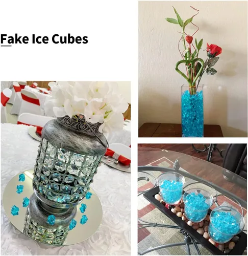 Miniatura 7 de 300 piedras de hielo acrílicas, piedras de hielo, cristales falsos a granel, diamantes de plástico para relleno de jarrón, decoración de boda, mesa