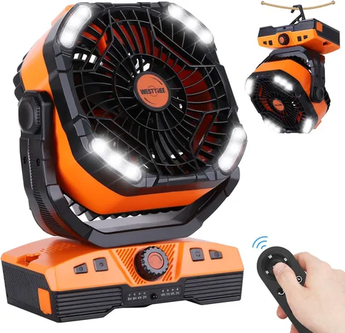Miniatura 11 de WESTTREE - Ventilador de 45000 mAh, potente flujo de aire, funciona con pilas, ventilador de exterior para dormitorio, silencioso y oscilante