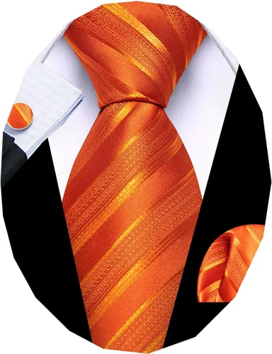 Miniatura 254 de Barry.Wang Juego de corbatas para hombre, corbata de seda a rayas, tejido a cuadros, gemelos formales, negocios, boda