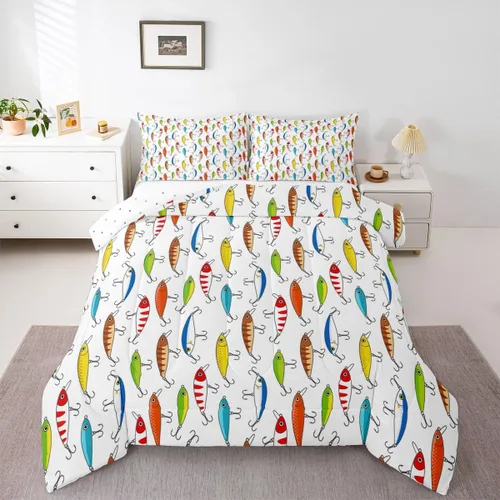 Miniatura 18 de Erosebridal Juego de edredón de tiburón, tamaño individual, juego de ropa de cama de vida oceánica para niños y niñas, color verde azulado
