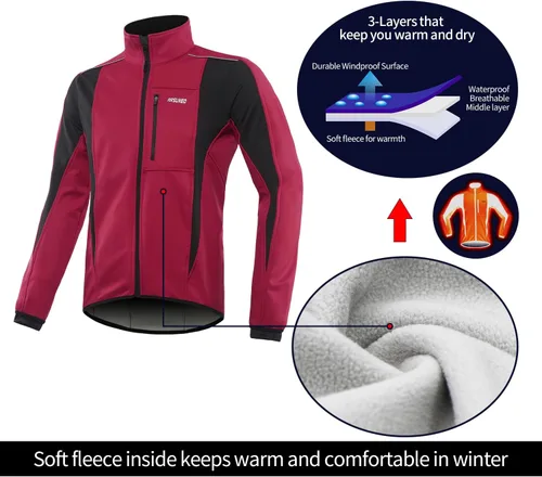 Miniatura 35 de Chaqueta térmica para ciclismo (tejido Softshell, resistente al viento, impermeable, 15K) de ARSUXEO