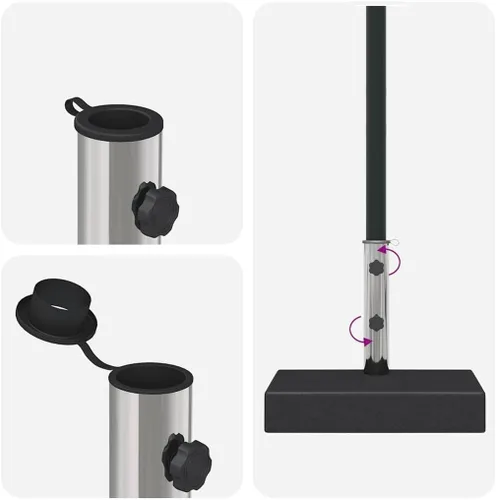 Miniatura 5 de vidaXL Umbrella Base, Patio Umbrella Stand for Poles of 1.5"/1.9", Parasol Base for Outdoor Garden Deck Porch, Granite 55.1 lb Rectangular Black