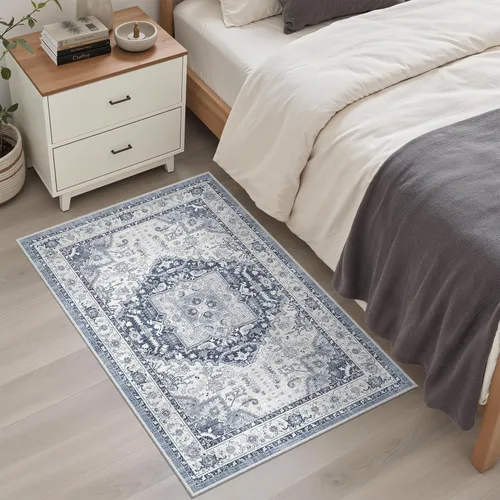 Miniatura 513 de Madane Tapete lavable de 2 x 10 pies para pasillo, cocina, recibidor, clásico, suave, antideslizante para interiores, casa de campo, baño, sala