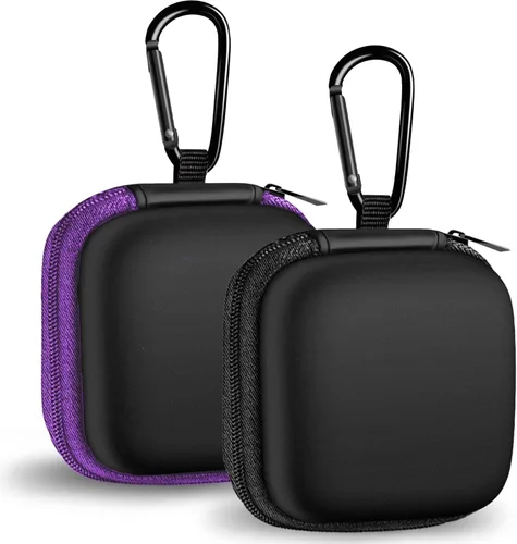 Miniatura 15 de Estuche cuadrado para auriculares, bolsa de almacenamiento portátil de EVA, organizador de accesorios para teléfono celular con mosquetón