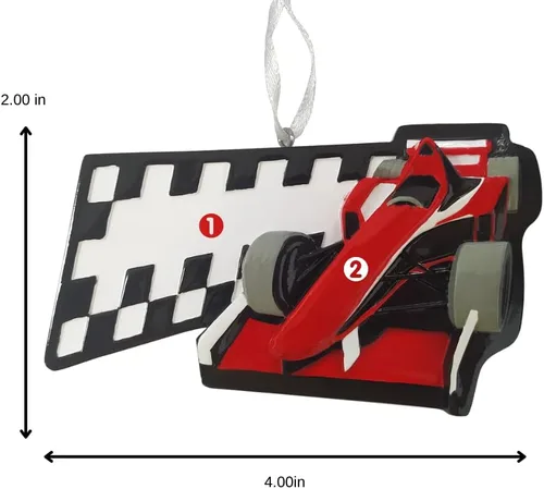 Miniatura 4 de Adorno personalizado de auto de carreras rojo para árbol de Navidad, adorno artesanal personalizado para decoración de recuerdo para niños Coche