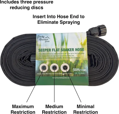 Miniatura 2 de Rocky Mountain Goods – Manguera de agua plana para riego de plantas y flores – diseño de doble capa resistente – ahorra un 70 % de agua – goteo